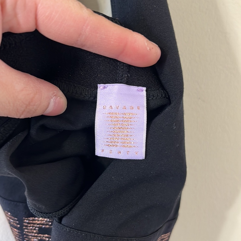 Savage X Fenty Rose Gold Logo Halter Plunge Bodysuit Black Caviar Size M - Picture 11 of 11